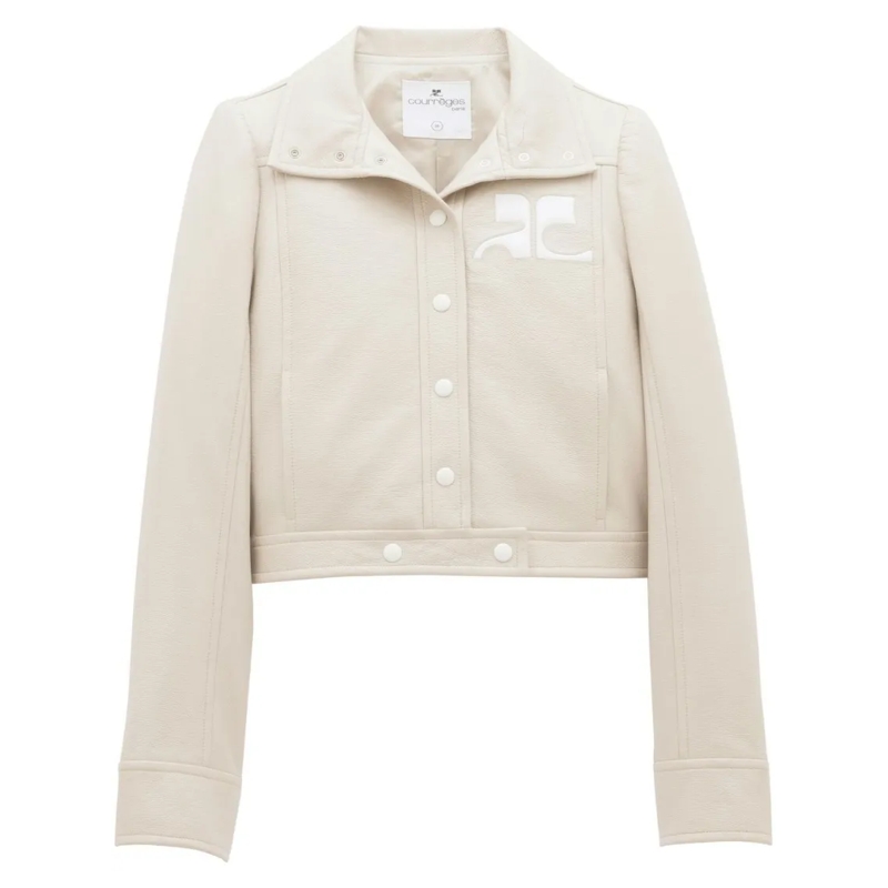 Courrèges Overgangsjas Cropped Light Grey Stretch Cotton Jacket White