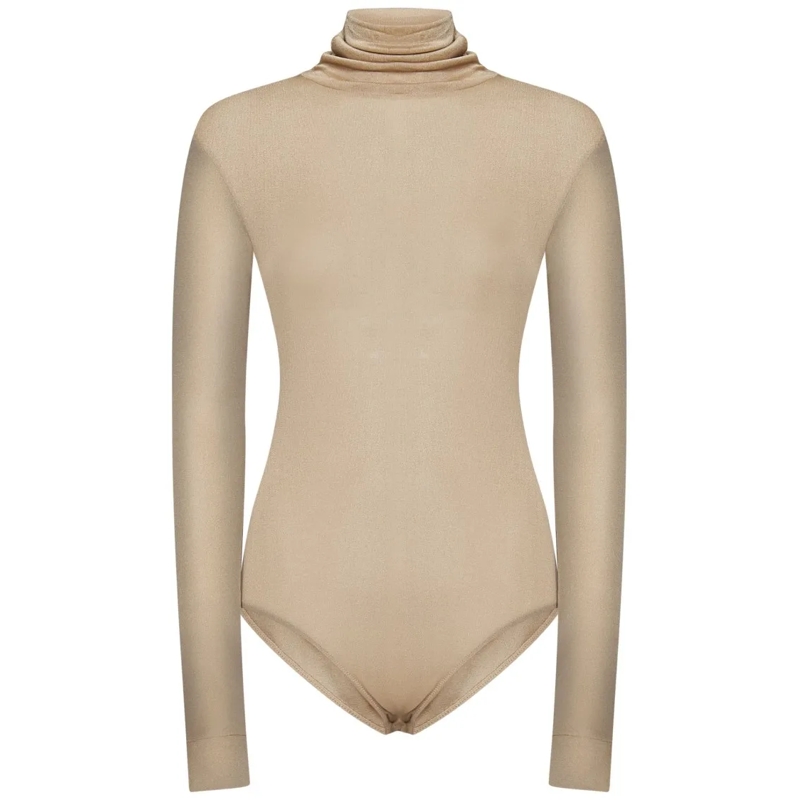 Maison Margiela  Long-Sleeved Bodysuit With Turtleneck And Stitch D Neutrals