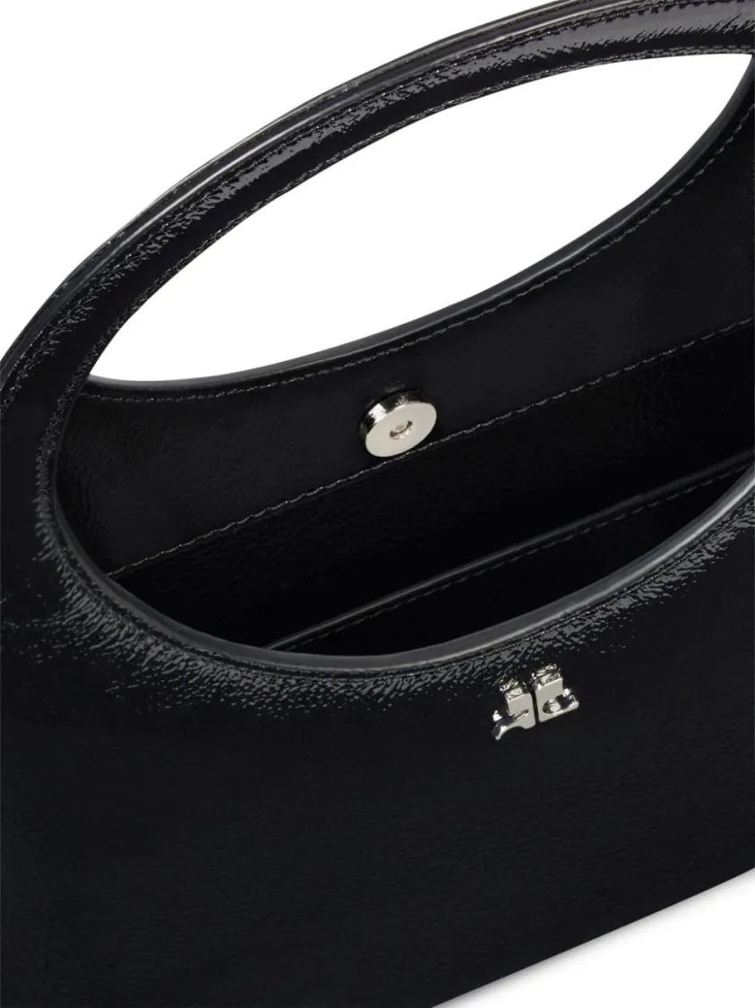 Courrèges Crossbody bags Calf Leather Bag With Silver-Tone Logo in zwart