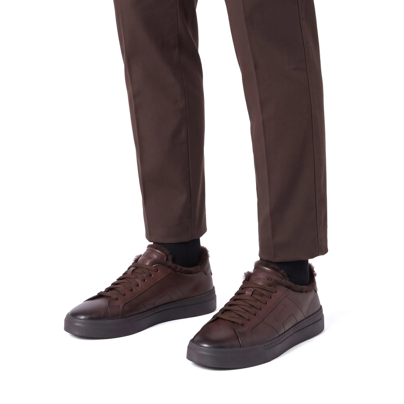 Santoni Lage-top sneaker Sneaker aus Leder braun(Image 2)