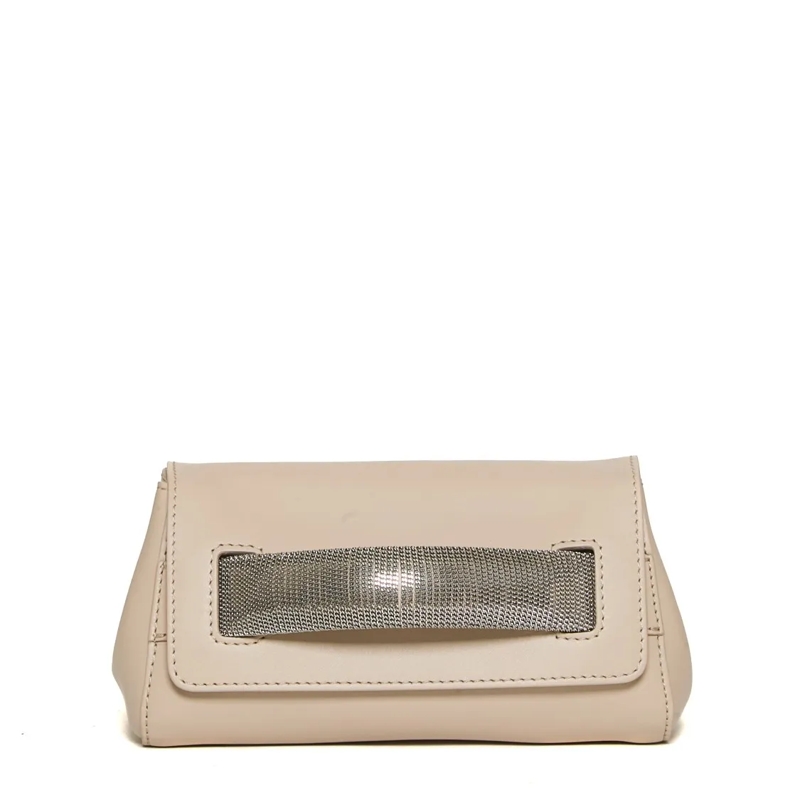 Orciani Crossbody Bag Gossip Xs Beige Leather Silver Handbag Neutrals