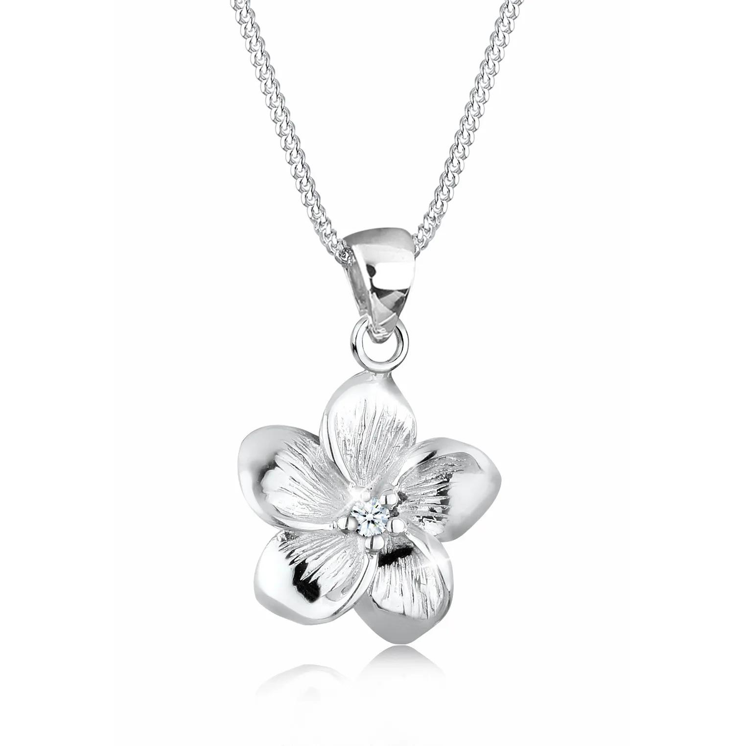 Thumbnail - Elli Halsketten - Necklace Ladies Frangipani Flower with Diamond (0. - Gr. unisize - in Weiß - für Damen