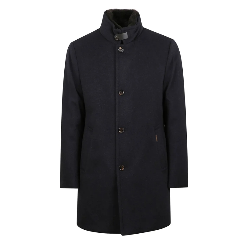 Moorer Wintermantel High-Neck Wool Coat Black
