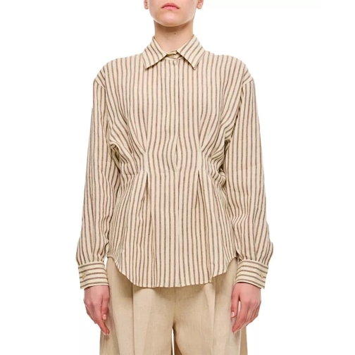 Max Mara Eritrea Striped Linen Shirt Neutrals 
