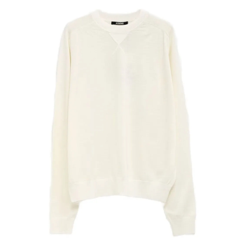 Jacquemus Trui Off-White Crew Neck Sweater White