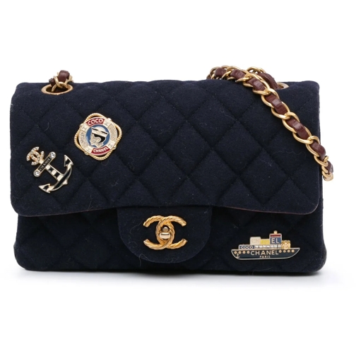 Chanel Sac à bandoulière 2018-2019 Mini Rectangular Classic Jersey Sailor S blau