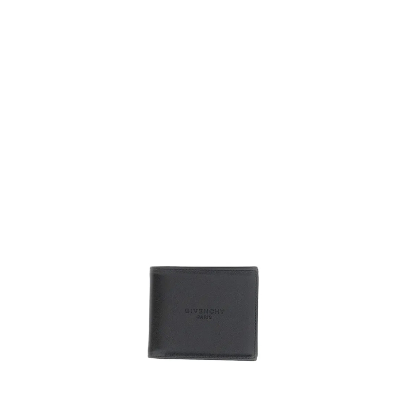 Givenchy Porte-monnaie Minimalist Black Leather Wallet With Signature Emb Black