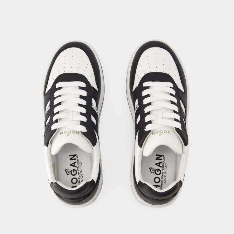 【関税込み】H630 Allacciato Sneakers - Hogan - Leather - Bla Sneakers Hogan H630 IVORY, BLUE for Woman