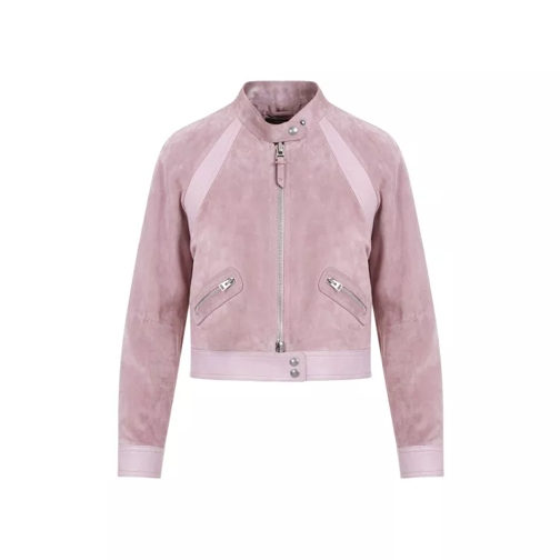 Tom Ford Leather Cropped Liliac Calf Leather Jacket Pink 