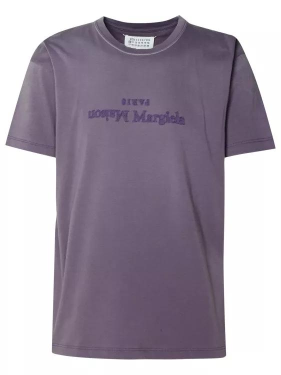 Maison Margiela - Purple Cotton T-Shirt - Größe L - beige