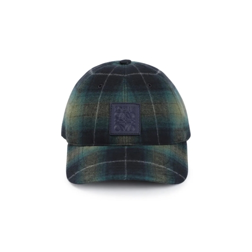 Loewe Chapeau Patch Tartan Check Cap Green