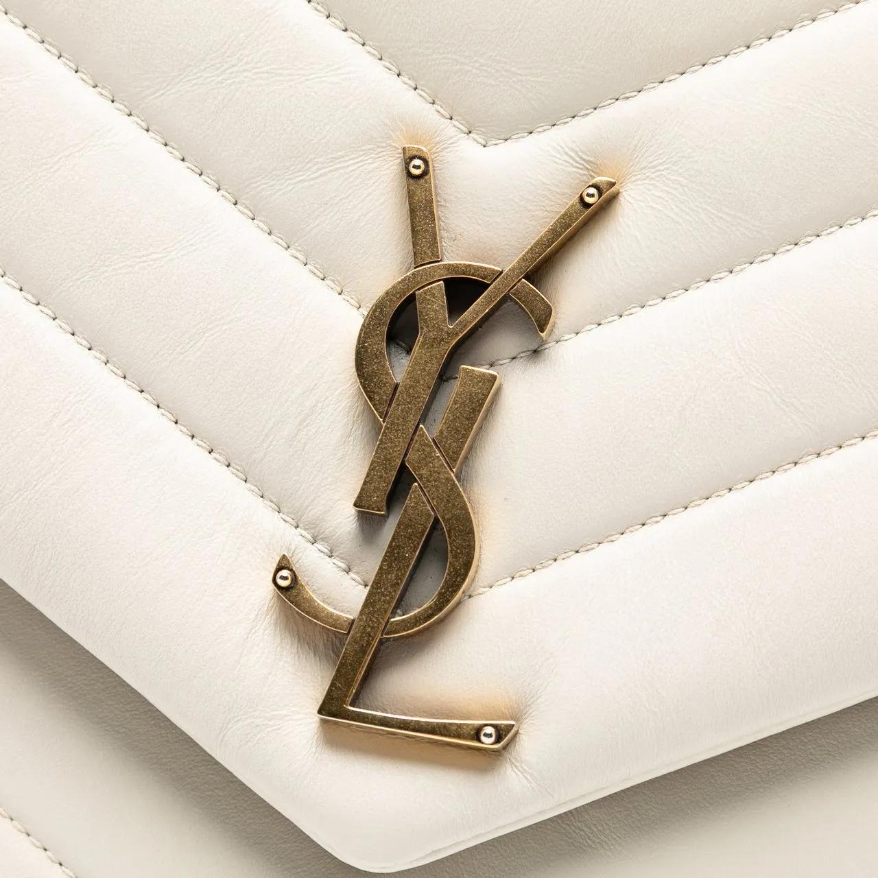 Thumbnail - Saint Laurent Hobo Bags - Large Chevron Leather Monogram LouLou Shoulder Bag - Gr. unisize - in Weiß - für Damen