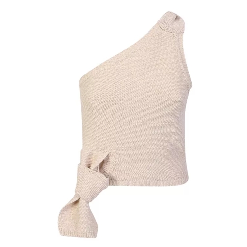 Jacquemus Ivory Knit Knot One-Shoulder Top Neutrals Hauts décontractés
