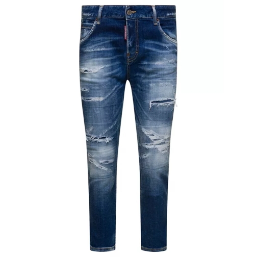 Dsquared2 Blue Cropped Jeans With Destroyed Detailing In Str Blue Cropped jeans