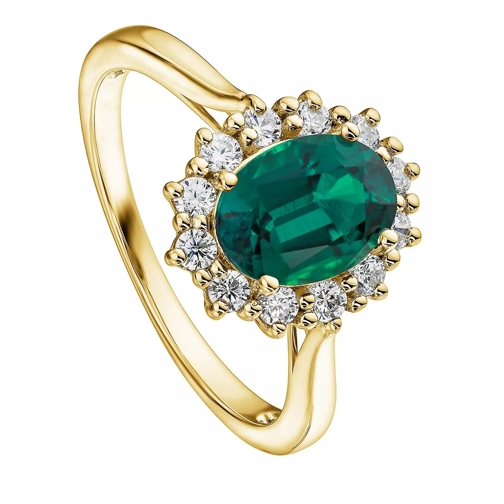 Created Brilliance The Cate Yellow Gold, Created Emerald and Diamond  Yellow Gold Cocktailring