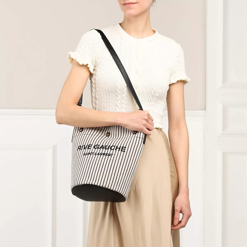 Saint Laurent Bucket Bag Rive Gauche Bucket Bag Cream Black(Image 2)