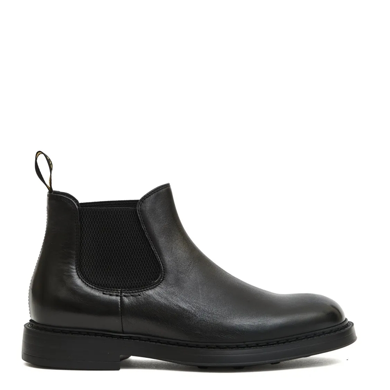 Doucal's Stiefel Black Leather Ankle Boots With Elastic Side Panels Black