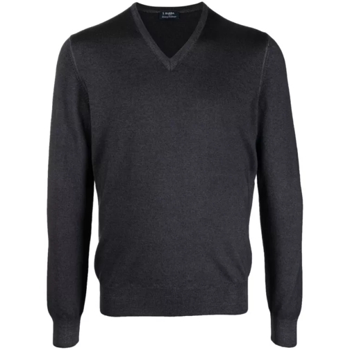 Barba Black V-Neck Sweater Black 