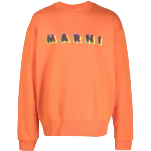 Marni  3d Logo Printed Crewneck Sweatshirt orange