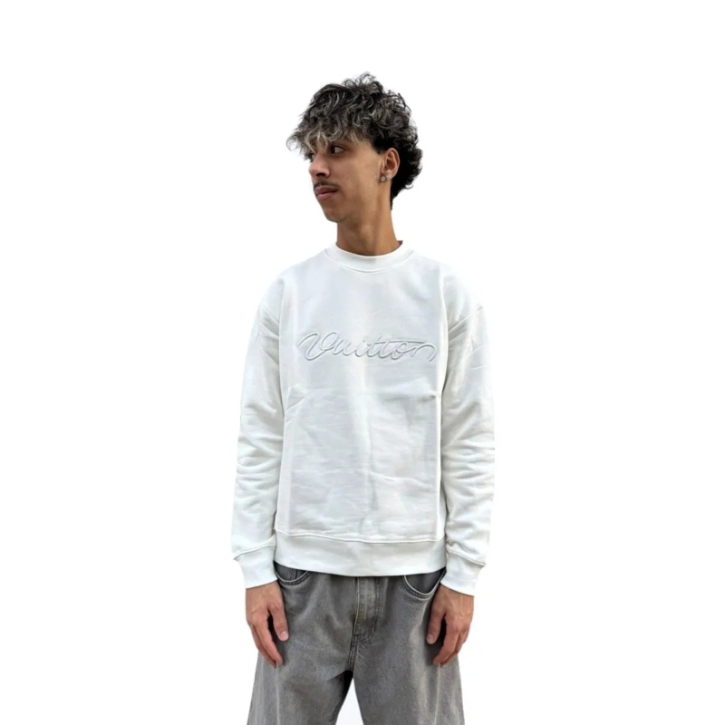 Louis Vuitton  Long-Sleeve Sweatshirt With Embossed Logo And White