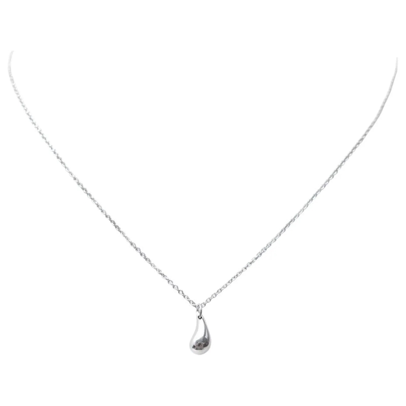 Tiffany & Co. Mittellange Halskette NEUE TIFFANY & CO TRÃ„NENPENDANT-HALSKETTE AUS PLA silber