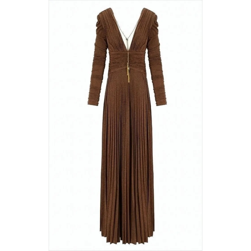 Elisabetta Franchi Avondjurk Maxi Dress With Pleated Skirt Black