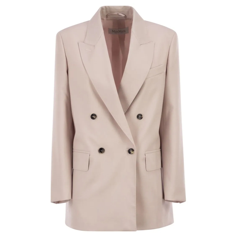 Max Mara Blazer Mxmombrosa - Double-Breasted Blazer In Wool, Mohai Pink