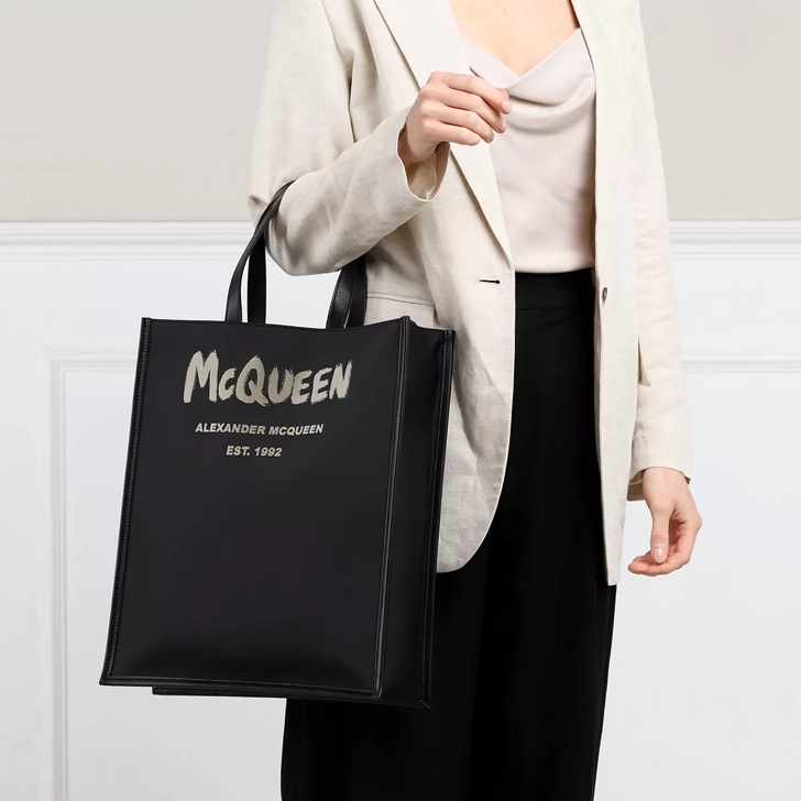 Alexander McQueen Edge Tote Bag Black/Off White, Tote