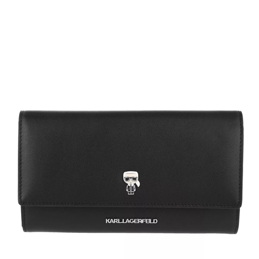 Karl Lagerfeld Ikonik Pin Cont Flap Wallet Black Kontinentalgeldbörse