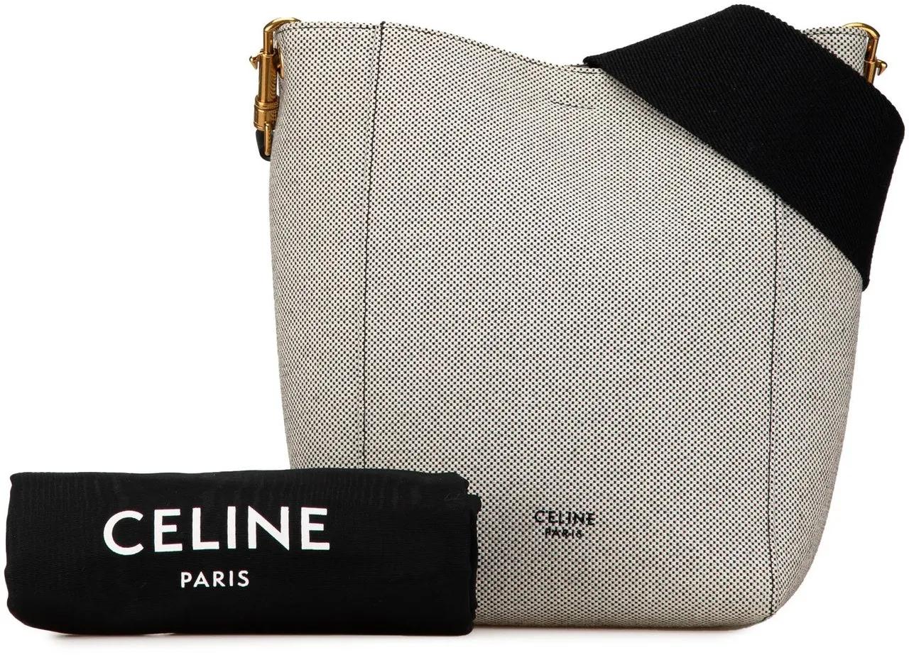 Celine Hobo bags 2019 Small Canvas Seau Sangle Bag in wit