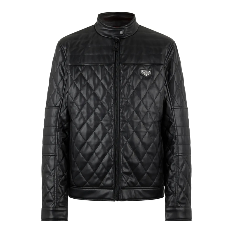 Philipp Plein Lederjacke Jacke schwarz