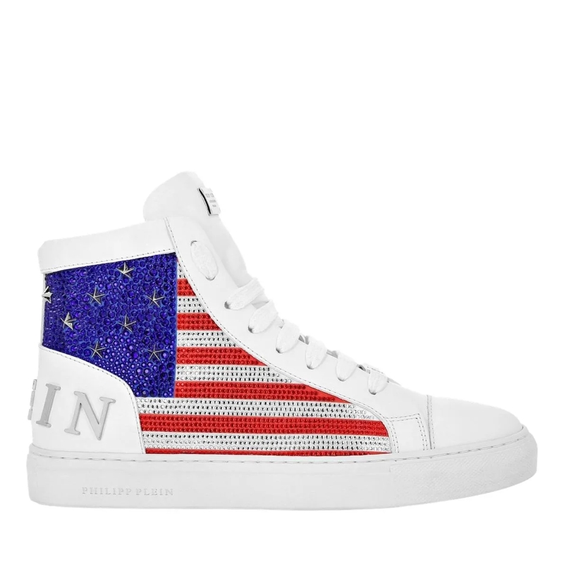 Philipp Plein High-Top-Sneaker Mid-Top Turnschuhe Mit Nieten Verziert weiss