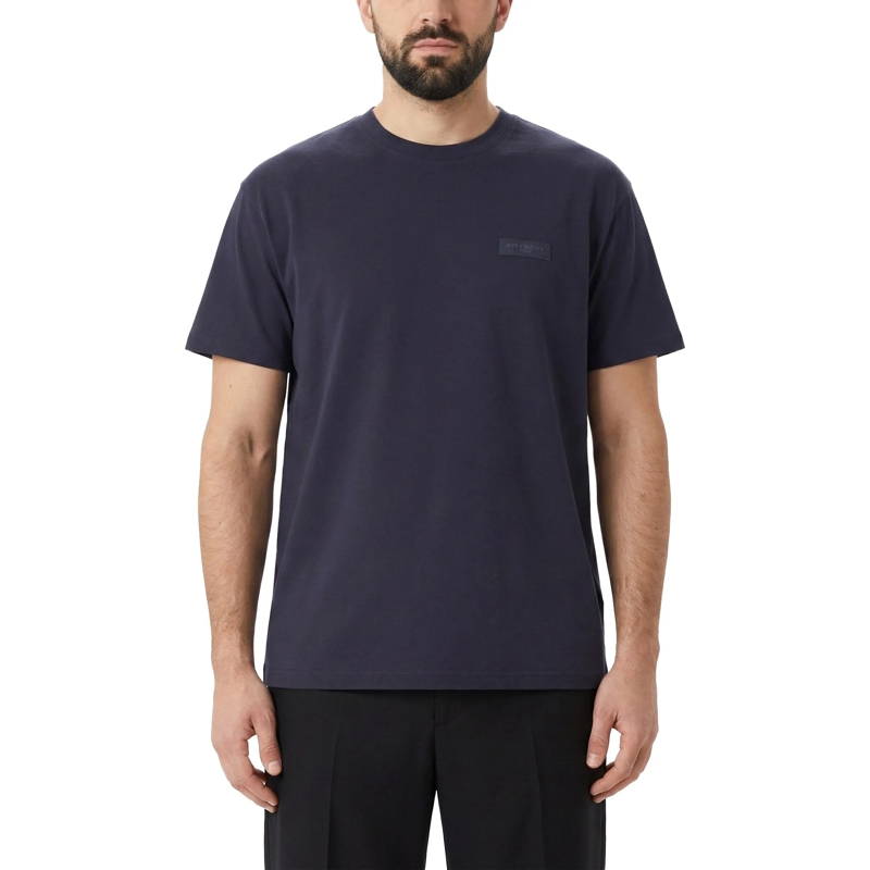 Givenchy T-Shirt Black Crew Neck T-Shirt With Patch Detail Blue(Image 4)