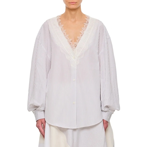 J.W.Anderson Blusen Lace Trim V Neck Shirt Neutrals