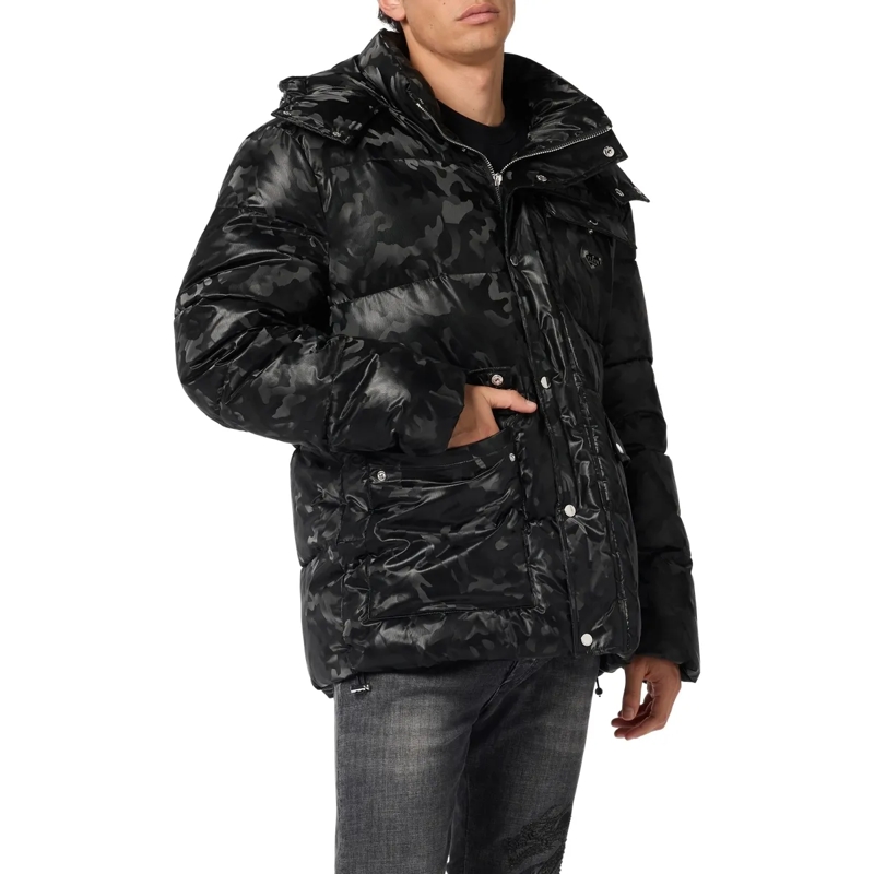 Philipp Plein Daunenjacke Nylon Jacke Camouflage schwarz(Image 3)