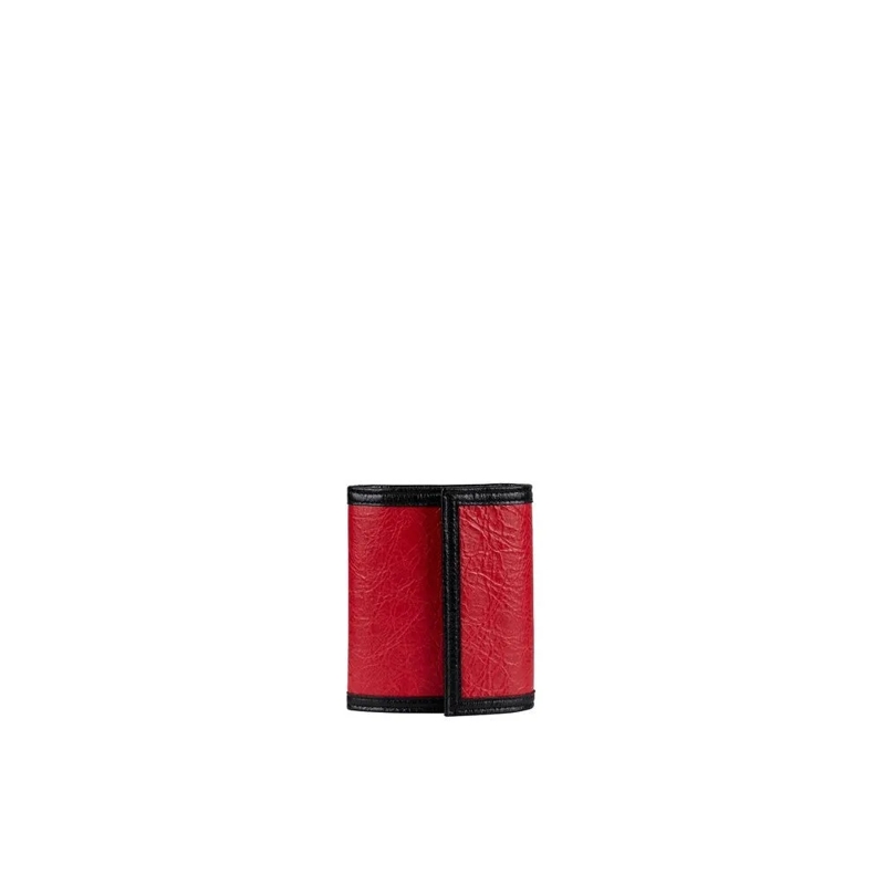 Balenciaga Portemonnee Textured Leather Wallet With Velcro Closure Red
