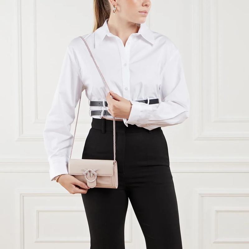 Pinko Wallet On A Chain Love One Wallet C Cipria-Antique Gold(Image 2)