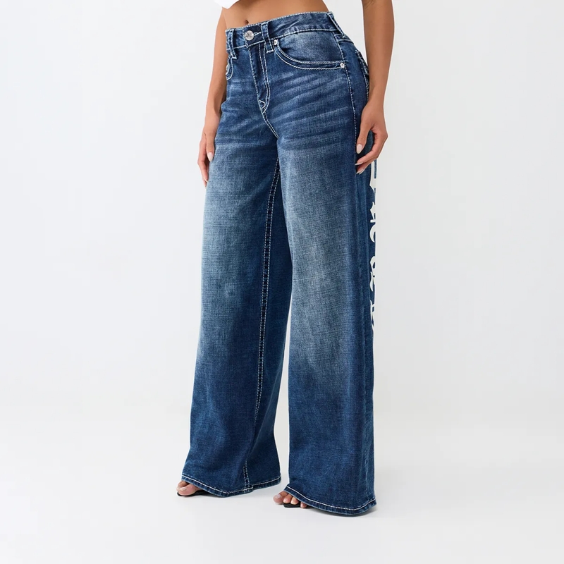 True Religion Jeans - Baggy Jeans- Lockere Passform- Dunkle Waschung blau(Image 4)
