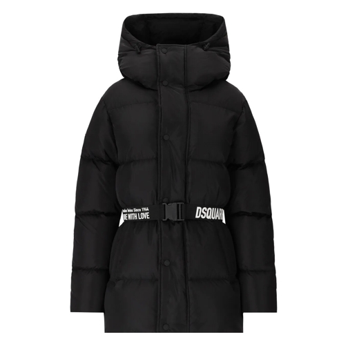 Dsquared2 DSQUARED2 PUFF SCHWARZE KAPUZENJACKE MIT GÜRTEL schwarz Piumini