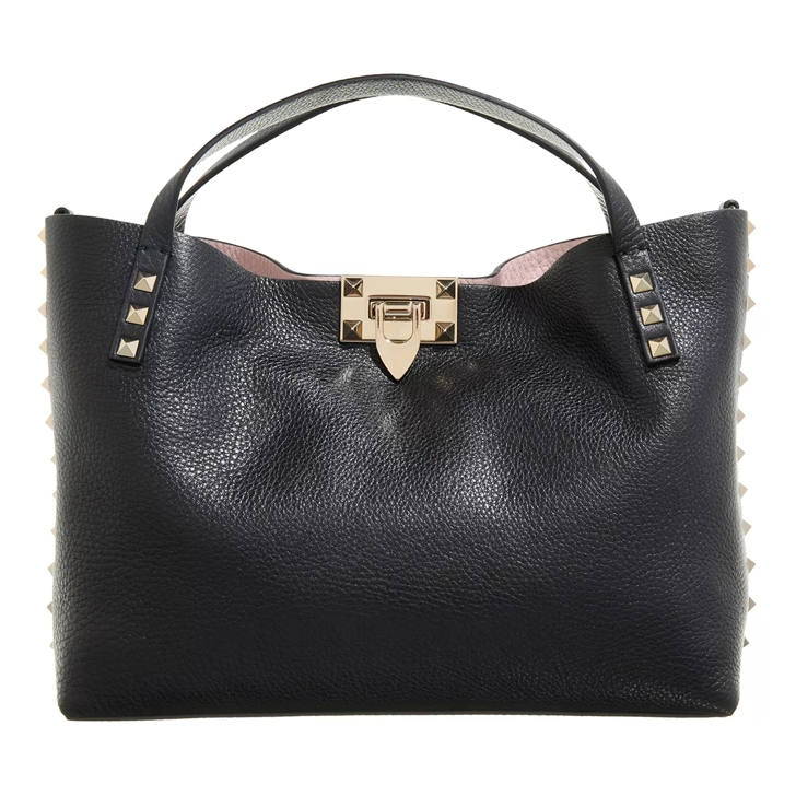 関税・送料込 VALENTINO GARAVANI Leather Iconic stud バッグ Valentino Garavani - Black Leather Studded Small Chain