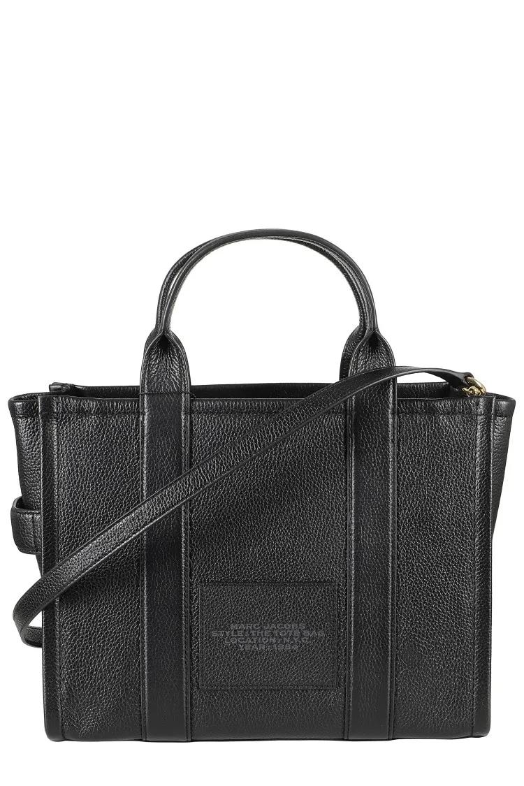 Marc Jacobs Shoppers & Totes Structured Full-Grain Leather Medium Tote in zwart