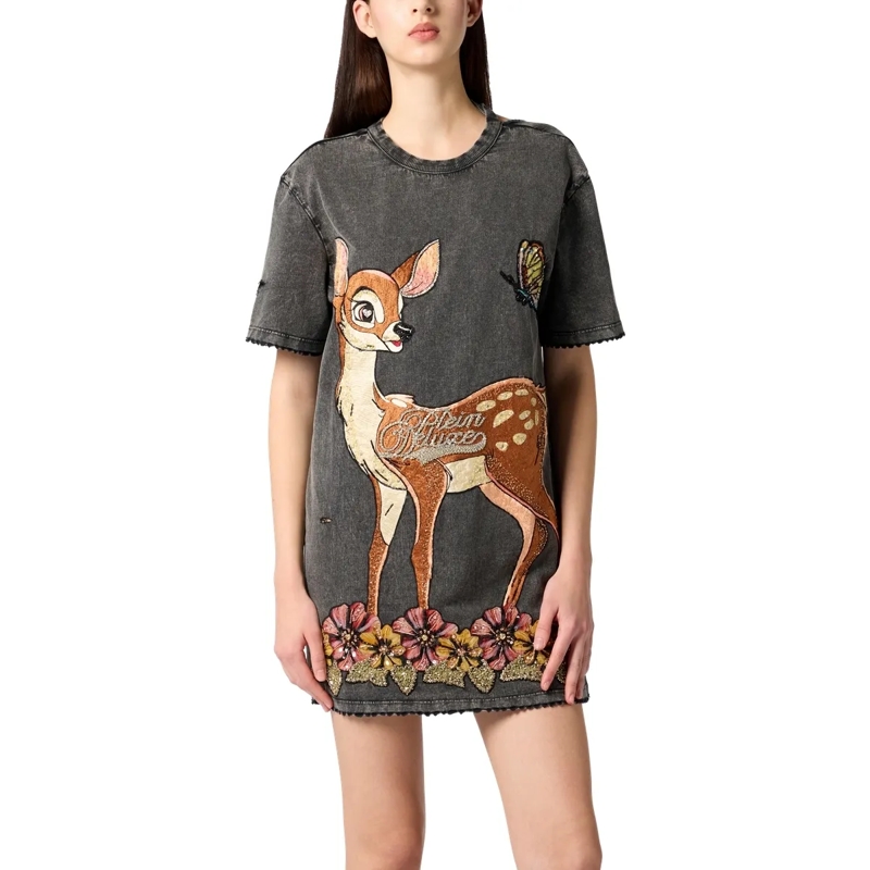 Philipp Plein Midikleid T-Shirt Kurze Kleider schwarz(Image 3)