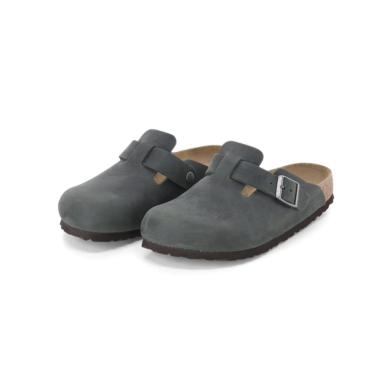 Birkenstock Chaussures à lacets Pantoletten Boston BS aus Leder grün