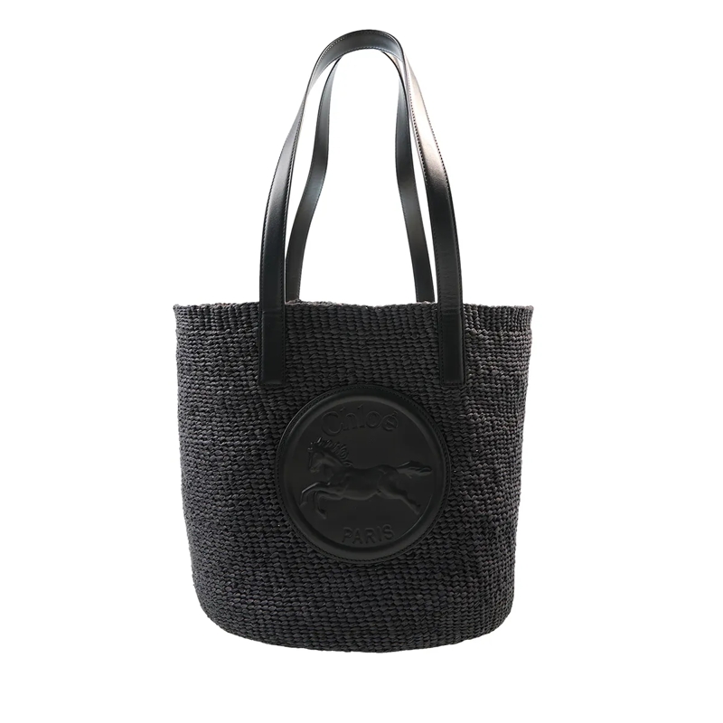 Chloé Schultertasche Raffia Shoulder Bag Black