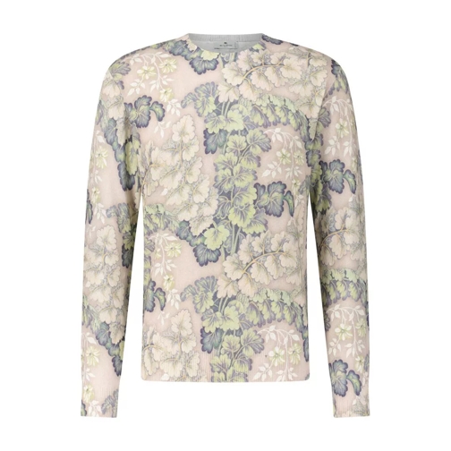 Etro Strick-Pullover mit Leinen und Blätterdruck 481046 Beige 