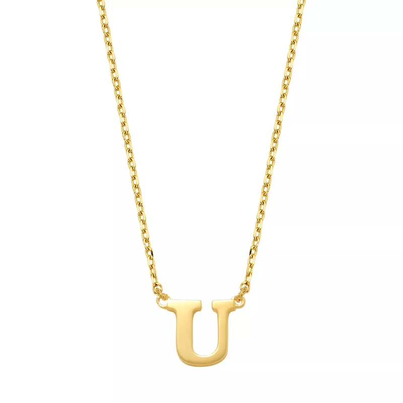 Isabel Bernard Collier court Le Marais Chloé 14 Karat Initial Necklace Letter U Gold