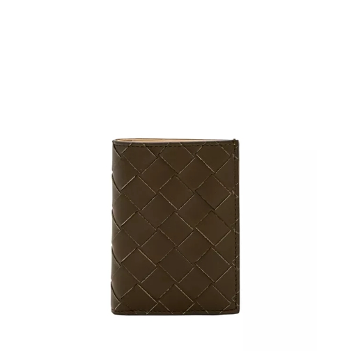 Bottega Veneta Bi-Fold Portemonnaie Intrecciato Leather Card Case Brown