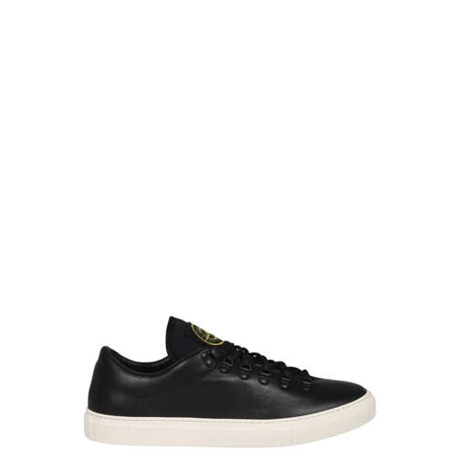 Stone Island Leather Sneakers Black lage-top sneaker