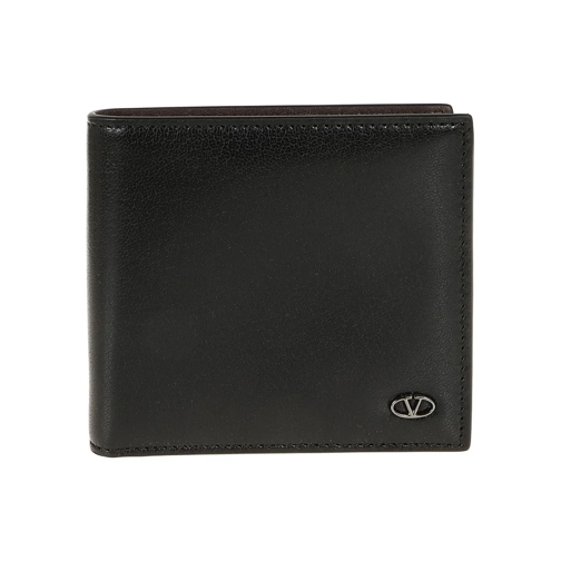 Valentino Porte-monnaie Vlogo Signature Wallet In Calfskin Black