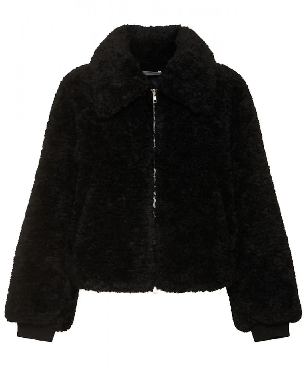 Low Classic - LOW CLASSIC Schwarze, verkürzte Fake Fur Jacke - Größe S - multi